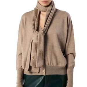 MM6 Maison Margiela Scarf Detail Wool Blend Cardigan
